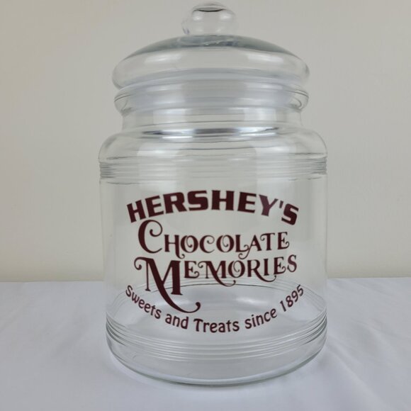 Vintage Hershey’s Chocolate Memories Sweets Treats 1895 Glass cookie jar Lid 90s - Picture 2 of 16